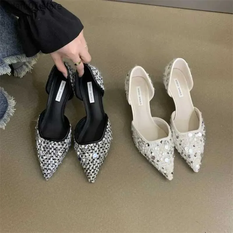 Elbise ayakkabıları kadın bling yüksek topuklu yazlar yaz seksi yeni tasarımcı kadın sivri uçlu sandalet zarif pompalar zapatos mujerh24229