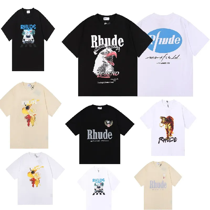 t-shirt hommes femmes marque de luxe été rhude surdimensionné s-xl chemise de créateur tee-shirt à manches courtes séchage rapide dessus respirants chemise décontractée haute rue hip hop L6