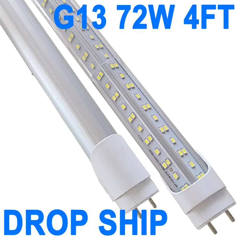 Tube lumineux LED 1,2 m, ampoules LED T8, ballast de 1,2 m, 72 W, 7 200 lumens, 6 500 K, tube lumineux de type B, remplacement fluorescent T8 T10 T12, double extrémité, base G13 à 2 broches Barn Crestech