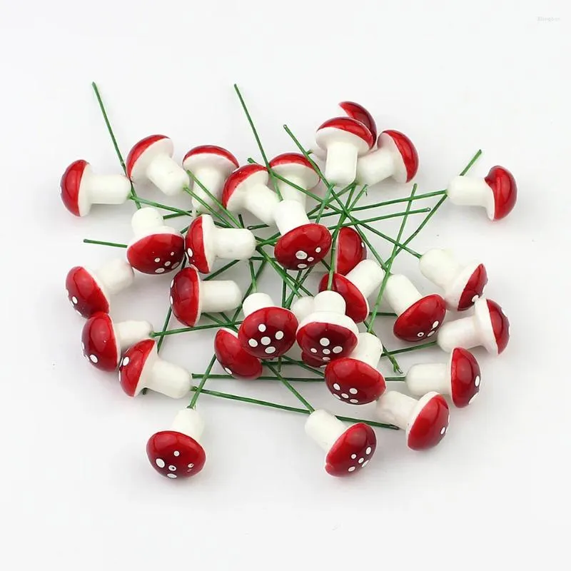 Décorations de jardin 10pcs mini champignon pour ornement pots de fleurs bonsaï micro paysage décor (rouge)