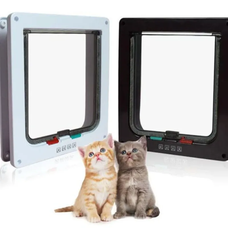 Cages Smart Pet Porte à 4 voies verrouillage de sécurité Abs Abs Plastique Dog Cat Porte de commutation Contrôle Portes de commutation Small Pet Supplies