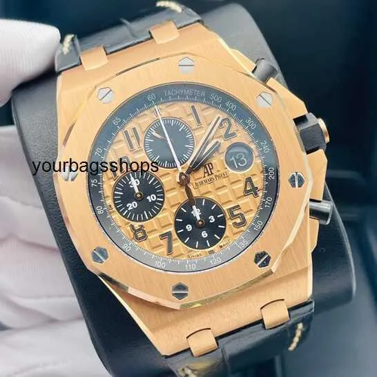 Коллекция наручных часов Часы для отдыха AP Наручные часы Royal Oak Offshore Series Мужские часы Диаметр 42 мм Прецизионная сталь Розовое золото 18 карат Джентльменские часы для отдыха Роскошные часы