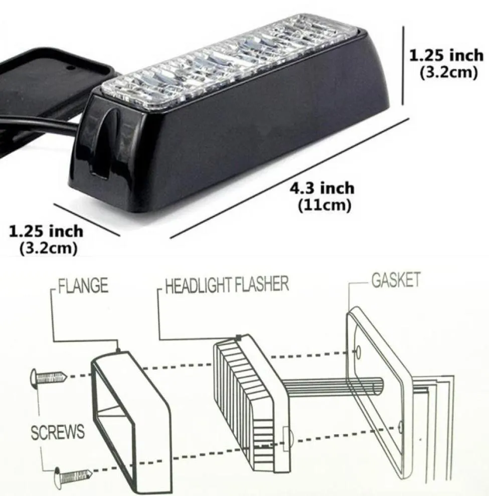 1 Stück 4 LED-Auto-Notfall-Leuchtfeuer, blinkend, 4 W, 12 V, 24 V, LED-Blitzlicht, universell passend für LKW, ROT, Blau, Bernstein, Weiß 2869931