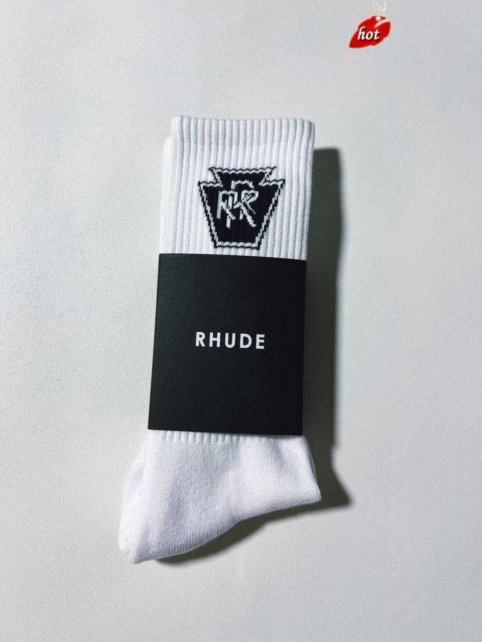 Rhude Sock Men Sock Women Designer Luxury High Quality Pure Cotton Comfort Brand Representativ deodorisering Absorb Sweat Let In Air Strumpor Fashion Black XHR3