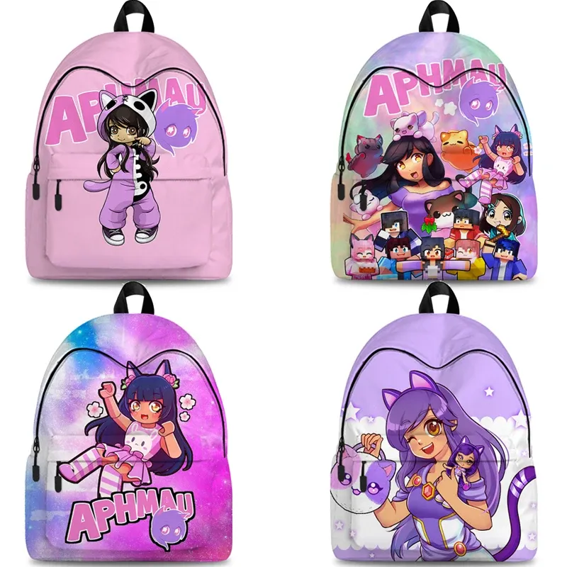 バックパックゲームAphmau School Bags Children's Backpack Boy Girls Fashion BookBag Casual Women rucksack aphmau Bagティーンエイジャーラップトップバックパック