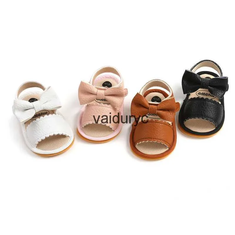 Första Walkers Baby Shoes Summer Boy Girl Toddler Flats Sandaler Soft Rubber Sole Anti-Slip Bowknot Crib Walkerh24229