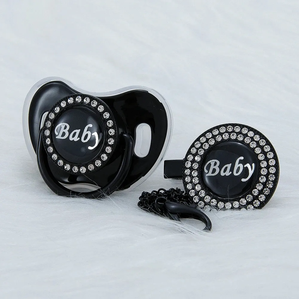 MIYOCAR personalized all black collection bling pacifier and pacifier clip BPA free dummy bling unique gift baby shower PS-1 240219