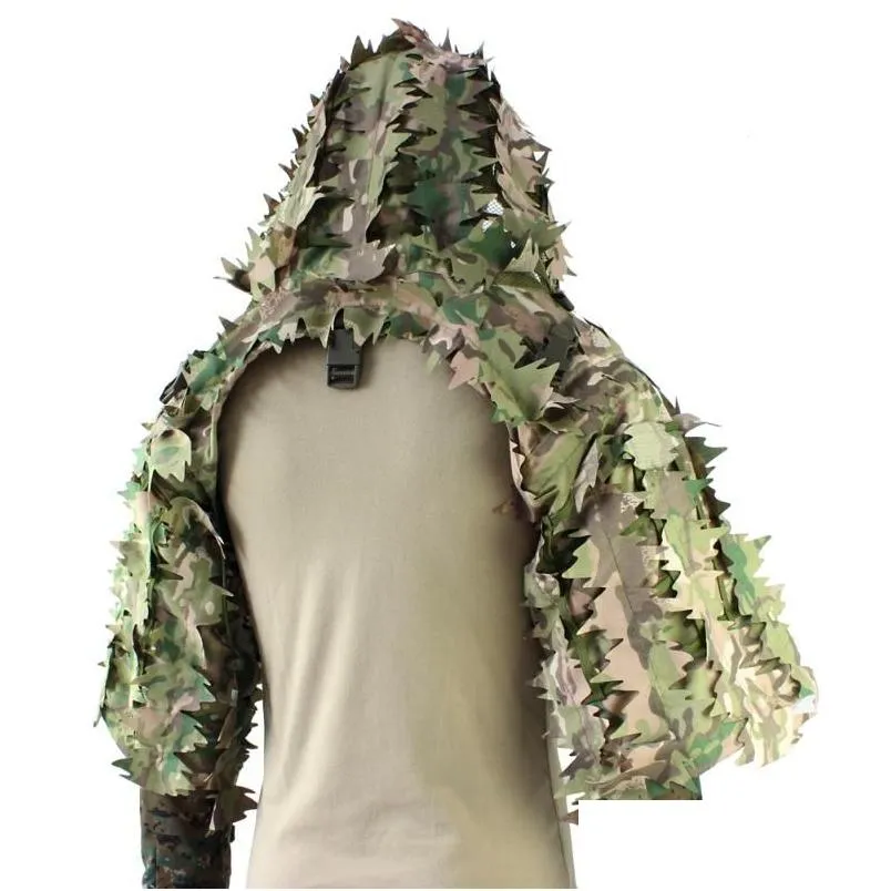 Set da caccia Sniper Ghillie Suit Tattico Militare Tiro Mticam 3D Laser Cut Outdoor Camo Cappotto leggero Consegna di goccia Dhmiq