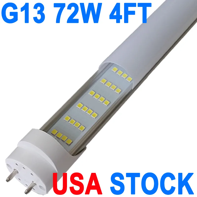 G13 Led Bulbs, 72W NO-RF RM Driver 7500lm 6500K 4 Foot Led Bulbs, T8 T12 Led Replacement Lights, G13 Single Pin Milky Cover, Replace Barn Fluorescent Light Bulb crestech