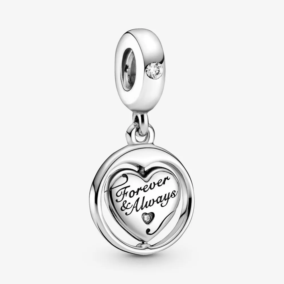 100% 925 Sterling Silver Spinning Forever & Always Soulmate Dangle Charms Fit Original European Charm Bracelet Fashion Women Weddi246H