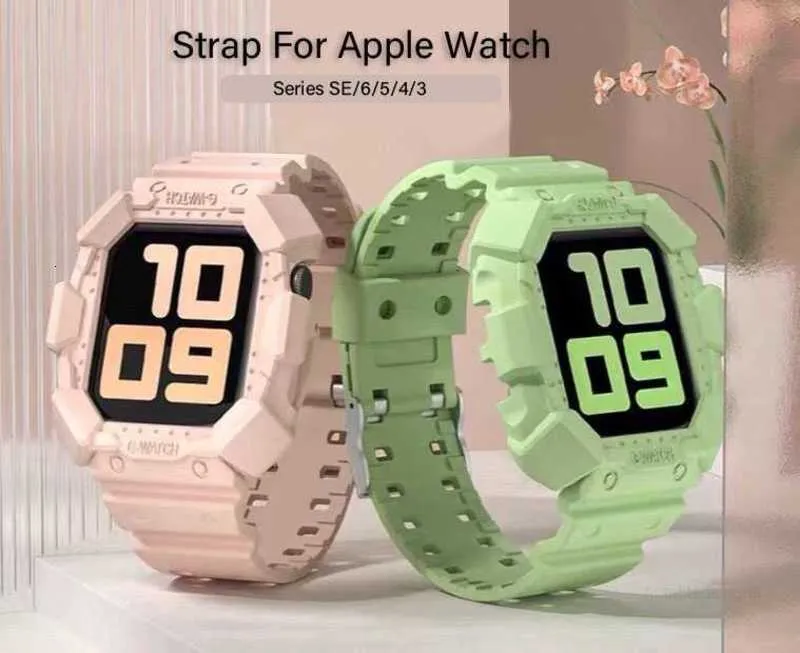 Projektant Case + Transpareent Silikonowe paski sportowe dla Apple Watch 44424038mm Pasek Bransoletka Iwatch Seria SE 6 5 4 3 Camuflage Watch Designervalvmal