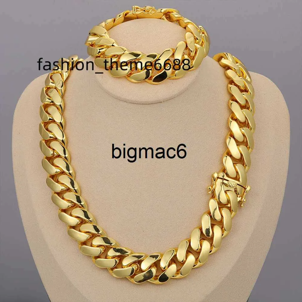 Collane con ciondolo cadena cubana Gioielli hip hop all'ingrosso di lusso 14K 18K 24K placcato oro reale pesante solido Miami Collana a catena a maglia cubana per uomo