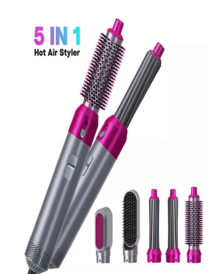 2021 verkauf Haartrockner Pinsel 5 In 1 Haar Curler Roller Curling Zauberstab Haar Curler Kamm Kit Rotierenden Air Curling eisen Styler2579599