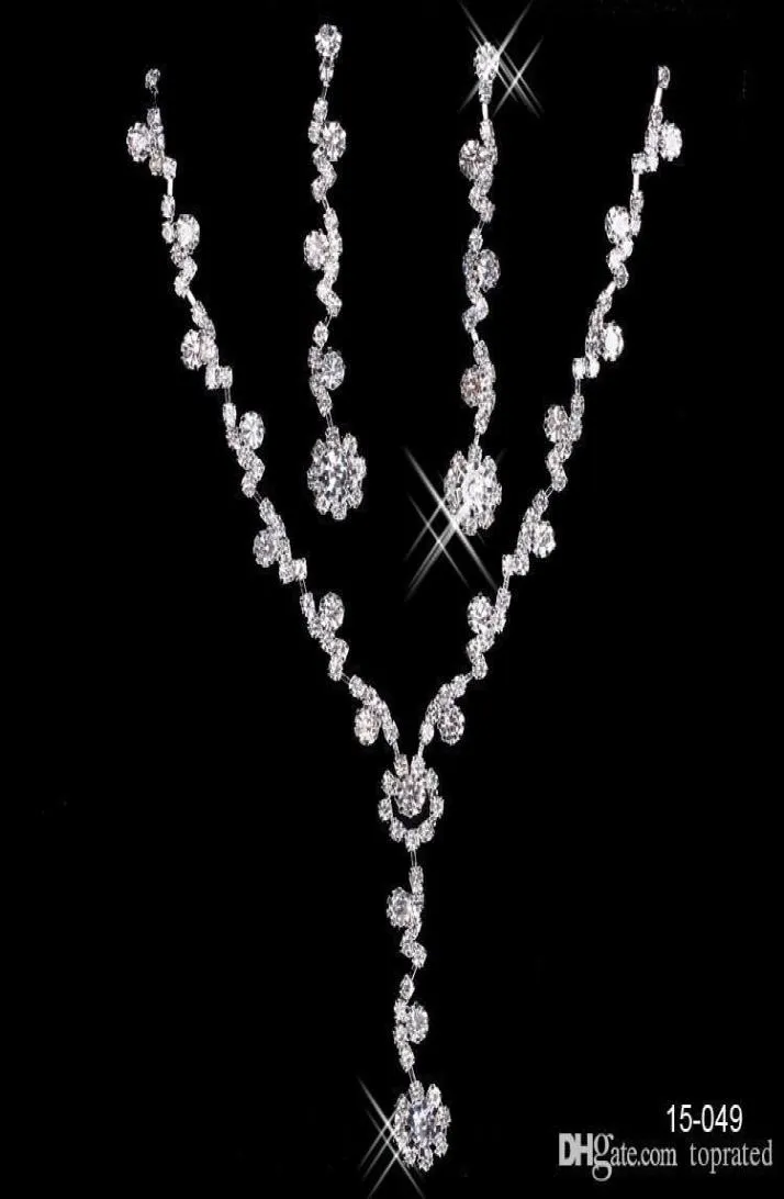 15049 Дешевые свадебные украшения ожерелье из сплава со стразами и жемчугом, хрустальный комплект ювелирных изделий для свадьбы невесты, подружки невесты 6400055