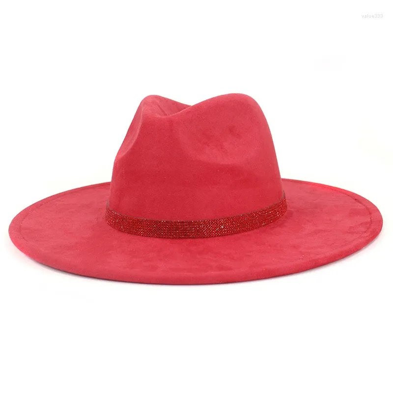 Beralar Lüks Şapka Kadınlar Erkekler Cap Cowgirl Caz Zarif Şapkalar Geniş Sim