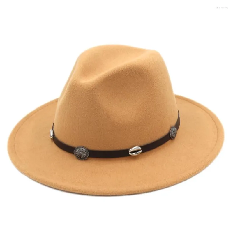 Berets Mistdawn Men Women's Wool Blend Panama Hats Wide Brim Fedoras Caps Costume Party Cap W/ Black Hatband Size 56-58cm