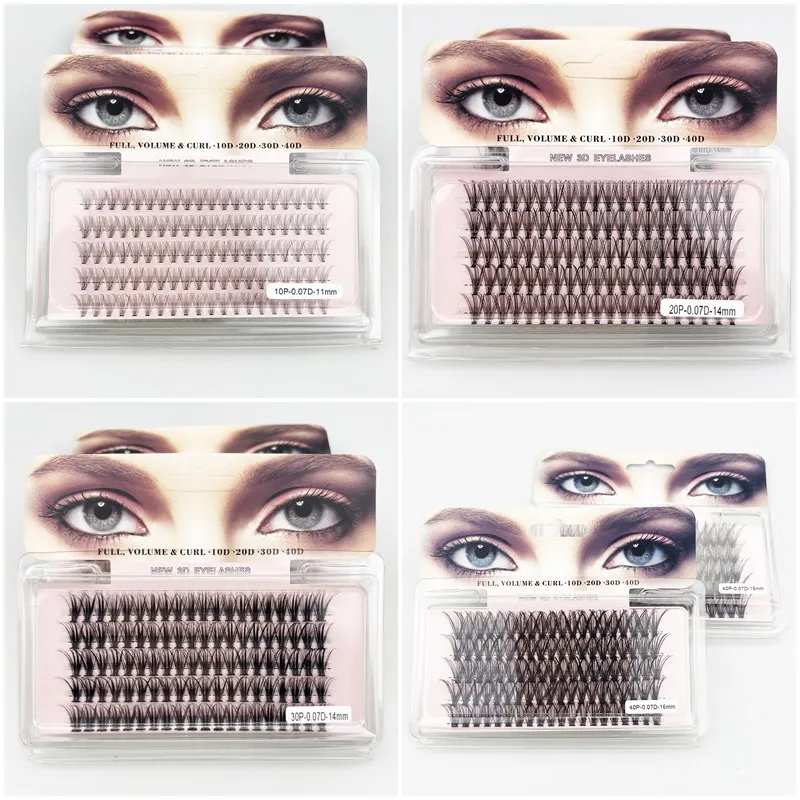 DIY Heat Bonded Cluster Eyelash 10P/20P/30P/40P Segmented Extension Individual Lashes Soft Natural False Eyelashes es