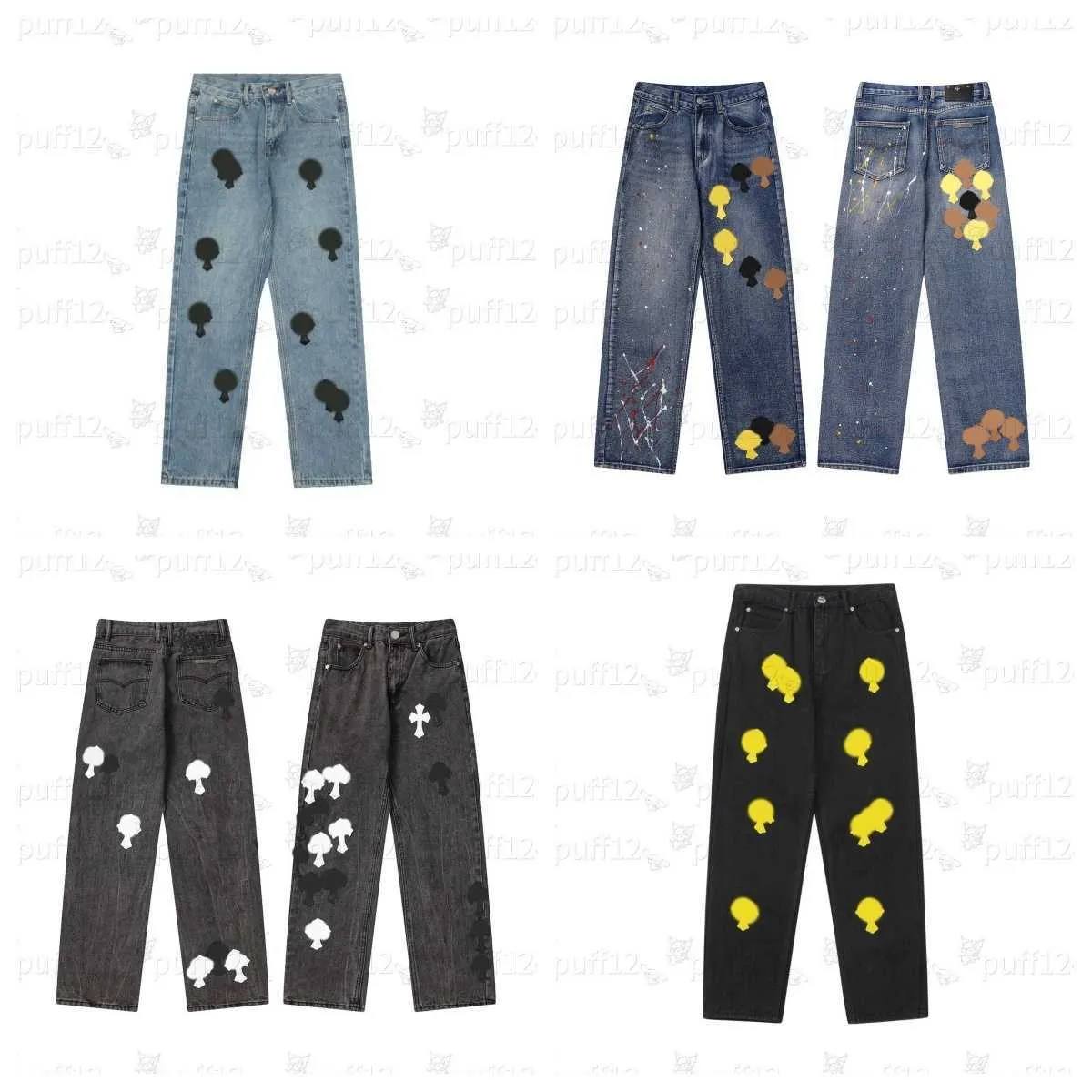Мужские джинсы Дизайнерские джинсы ch Ретро-тренд Повседневные Хай-стрит Хип-хоп Зимние мужские брюки Джинсы для бега Джемпер Ch Джинсы Джинсы с вышивкой крестиком