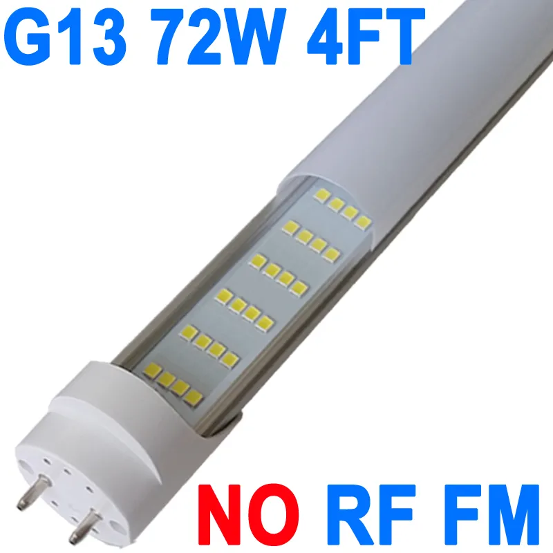 LED Tube Lights 4FT, T8 LED Bulbs 4 Foot Ballast Bypass, 72W 7200Lumen 6500K Daylight Type B Light Tube, T8 Fluorescent Replacement, Dual Ended,2 pin G13 Base crestech