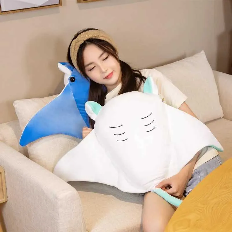 Animali di peluche ripieni Cartone animato Pesce Manta Ray Peluche Kaii Devil Ray Rajiformes Carino Mobulidae Peluche Cuscino farcito Morbido Vita marina Bambole Regali