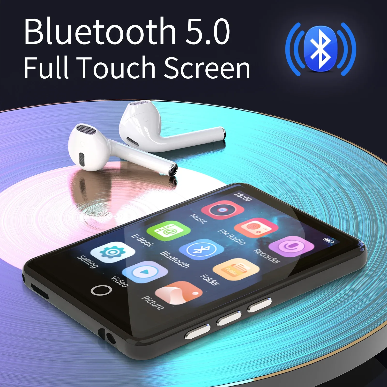 Player RUIZU M17 Metal Bluetooth 5.0 MP3 Music Player Touch Screen Portable Builtin Speaker Walkman With FM Radio Recorder Ebook MP4