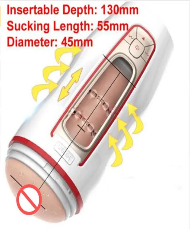 Leten Full Automatic Male Masturbation Cup Pocket Pussy Artificial Vagina 10 lägen Stark vibrator Sex Toy Masturbator för man2220819