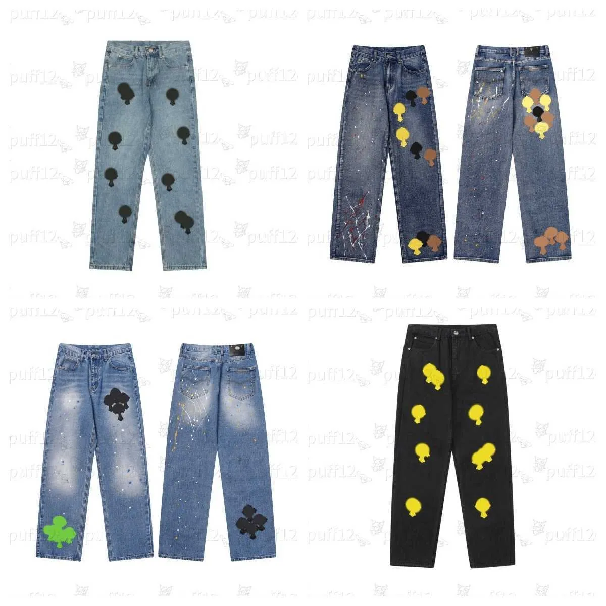 Herenjeans ontwerper ch jeans winter vintage trend casual cross print borduurwerk heren jeans ch met jogging denim print kleding hiphop broek ch