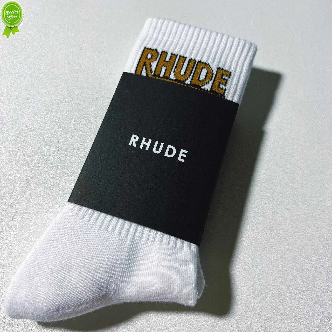 Rhude Sock Men Sock Women Designer Luxury High Quality Pure Cotton Comfort Brand Representative Deodorization Absorb Sweat Let in Air Stockings Fashion Black Nit7