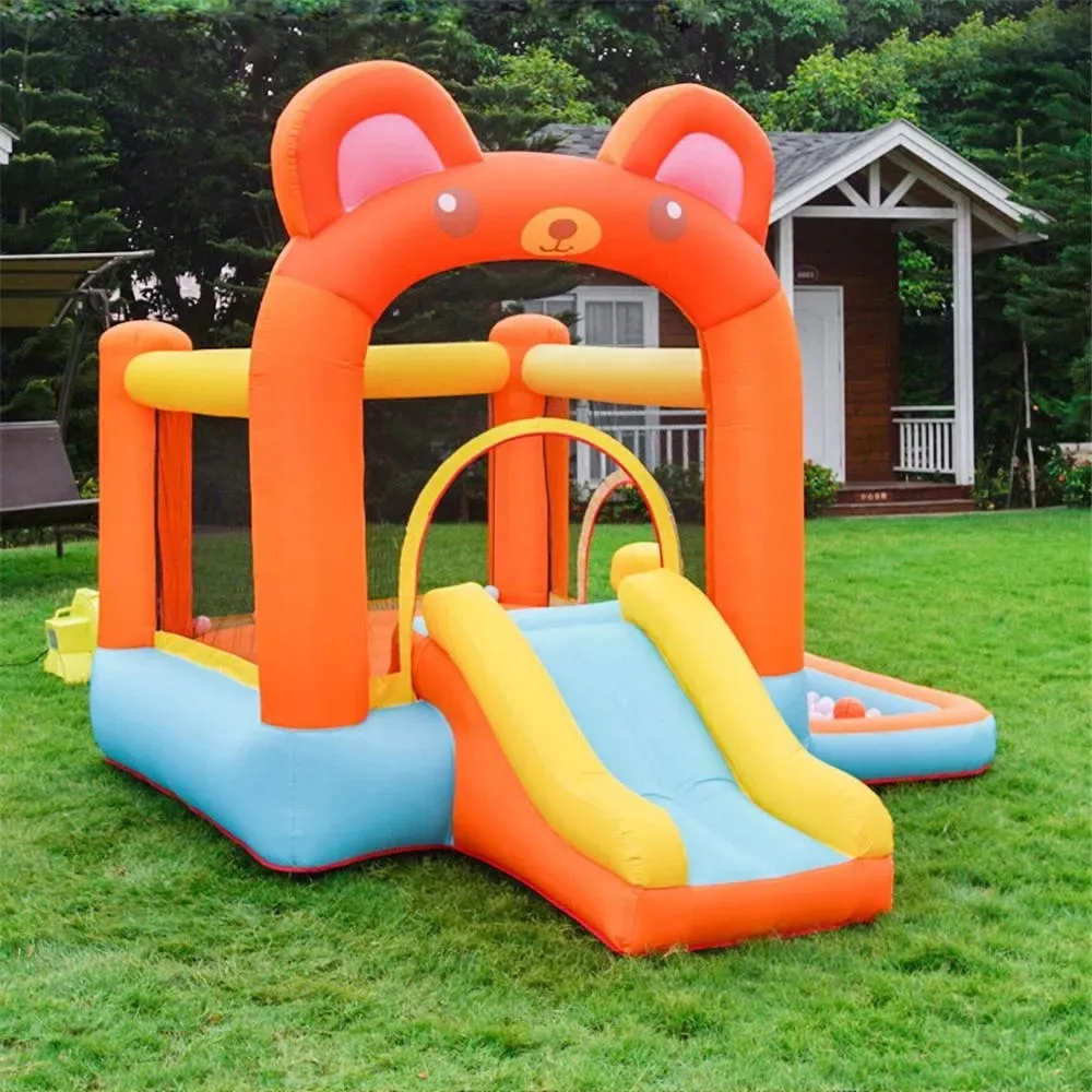 ألعاب في الهواء الطلق بالجملة أطفال داخليين أطفال قابلين للنفخ في Oxford Yard Panda Bear Style Jumper Bouncer Mini Bouncy Castle