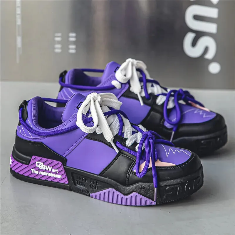 Trend Purple Sneakers Men skateboardskor designer laceup skridskor för plattform tenis masculino 240223