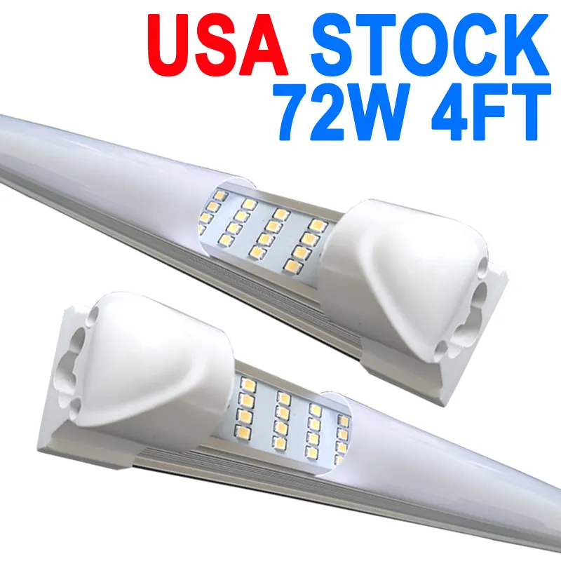 4Ft LED Shop Light Fixture - 72W T8 Integrated LED Tube Light - 6500K 144000LM 4 Rows Linkable - High Output - Milky Cover - Plug and Play - 270 Degree Garage, Shop crestech