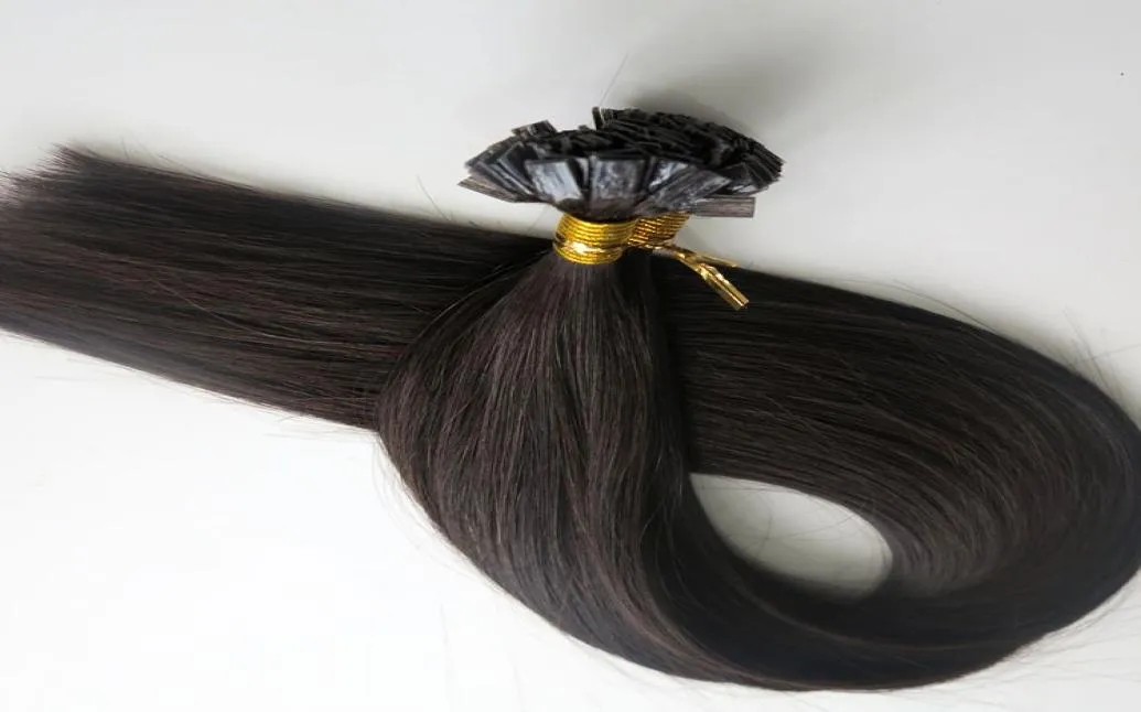 200g 1Set200Strands Platte tip haar pre gebonden keratine hair extensions 18 20 22 24 inch 1BOff Zwart Braziliaanse Indiase Remy Human Ha8030616