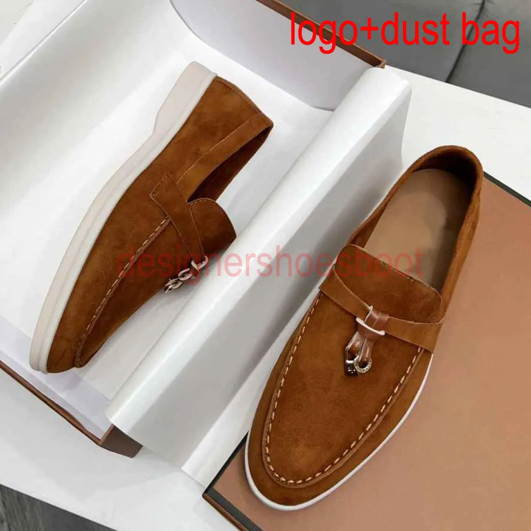 Loro Suede platte schoenen Zomerloopschoenen Antislip loafers voor dames Dames muilezelschoenen met ronde neus Casual schoenen Designer rijschoenen Heren plat