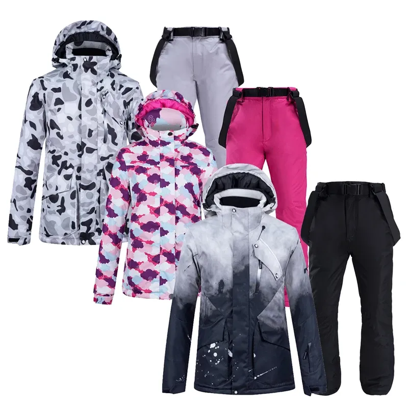 Sets 30 Men & Women Ski Suit Set Snowboarding Clothing Ice Snow Costume Winter Outdoor Sports Outfit Waterproof Wear Jackets+Pants