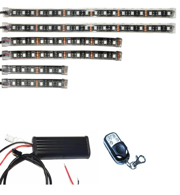 6pcs 15 Color 5050 SMD RGB LED Flexible Strip Wireless Remote Control Motorcycle ATV Light Kits7863360