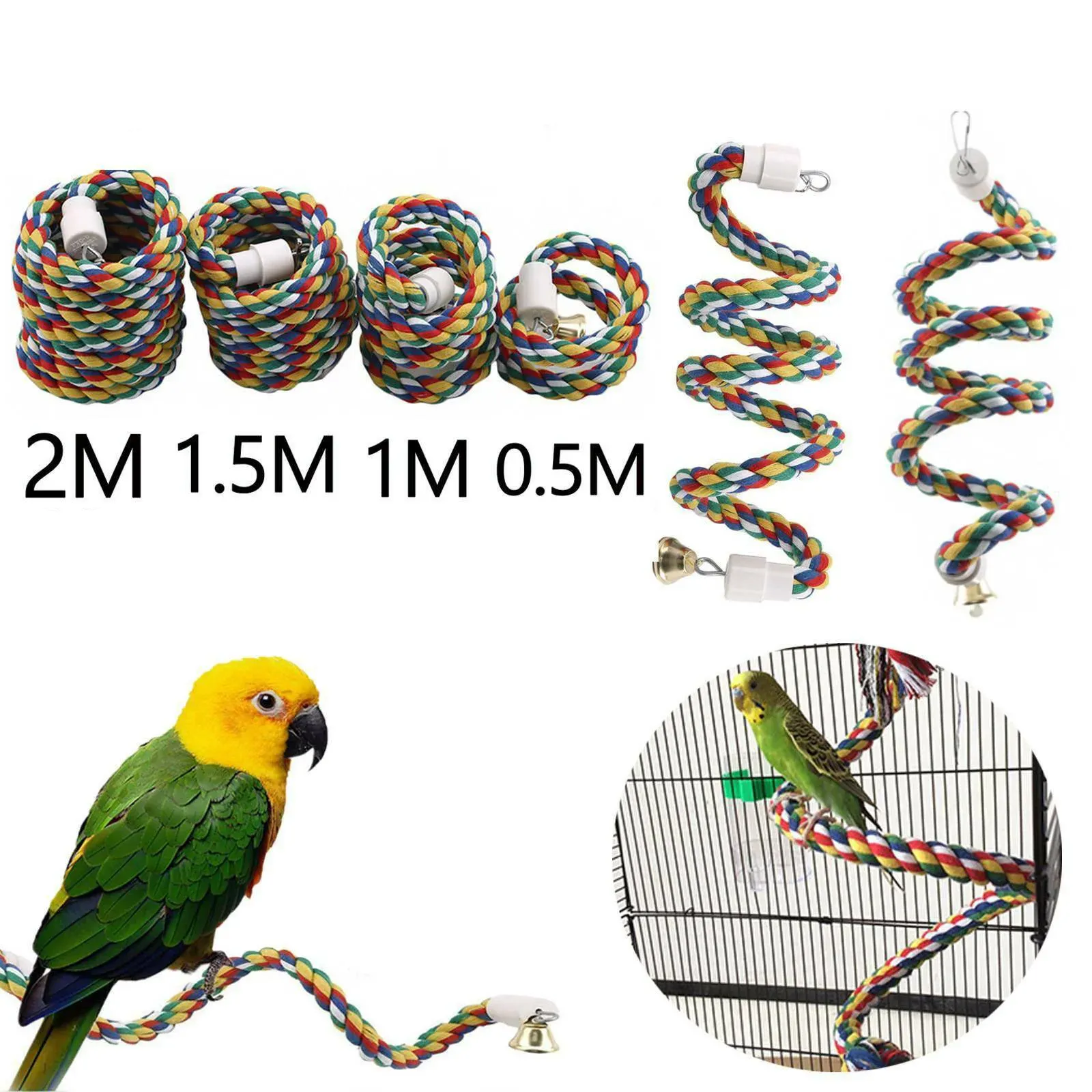 Toys Parrot -touwhangende gevlochten Budgie Chew Rope Bird Cage Atiel Toy Pet Stand Training Accessoires Swing Supplies Parrot Swings