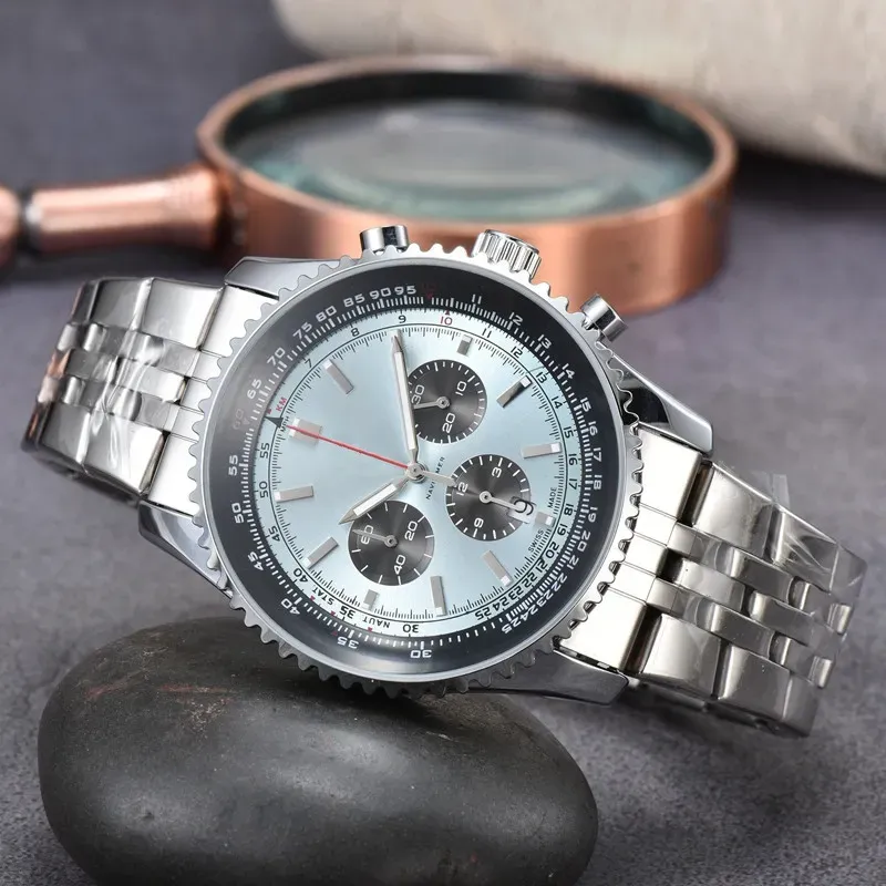 2024メンズ自動クォーツウォッチ50mmすべてのダイヤルワークスチールとレザーストラップ1884トップラグジュアリーブランド腕時計fasshion breitl super navitimer montre de luxe