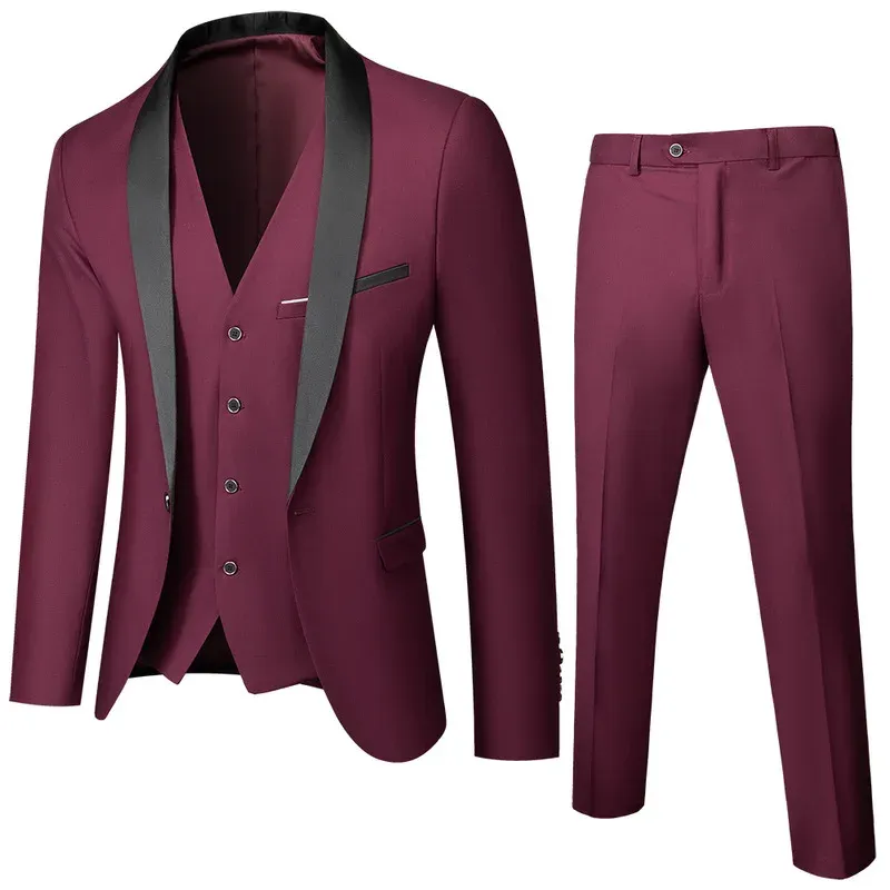 Suits Wedding Eveing Dress 3 Pieces Jacket+Pants+Vest Men Suit Set Slim Fit Tuxedo Male Blazer Customized British Style Bride Clothing