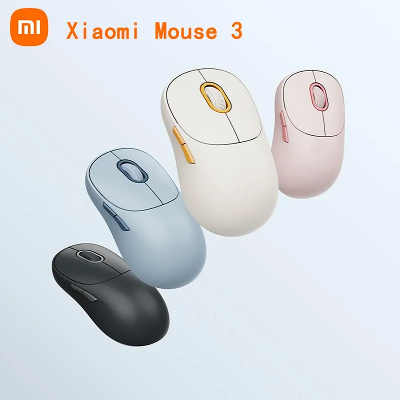 Möss Xiaomi Wireless Mouse 3 Color Version Bluetooth Dual Mode 2.4 GHz 1200DPI Ergonomisk optisk bärbar dator Softton Keying Game