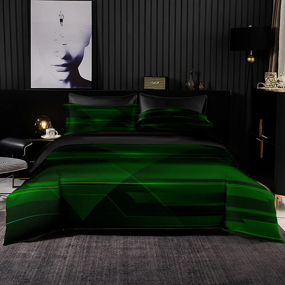 Set di biancheria da letto in stile moderno set copripiumino 210x210 con federe 260x220 copertura trapunta singolo doppio super king siz foglio letto set tende
