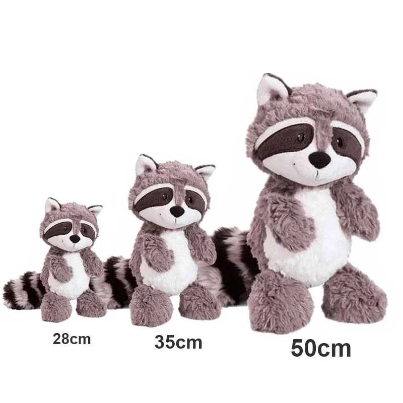 Coussins 28/35 / 50cm Raton Laveur Peluche Jouet Forêt Amis Peluche Fille Dormir Oreiller Grande Queue Animal Poupée Mignon Jouets Créatifs Enfants Cadeau