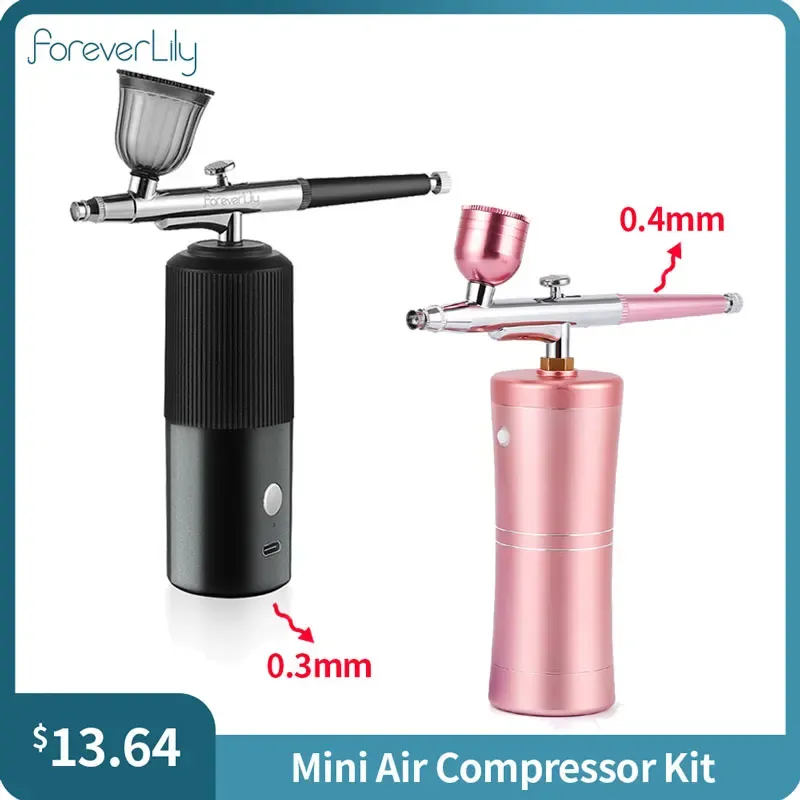 Dispositivi Kit compressore d'aria per aerografo wireless Nail manicure Spazzola per aria Trucco Spruzzatore per pittura Pistola per tatuaggi Artigianale Torta Nano Spruzzatore di nebbia