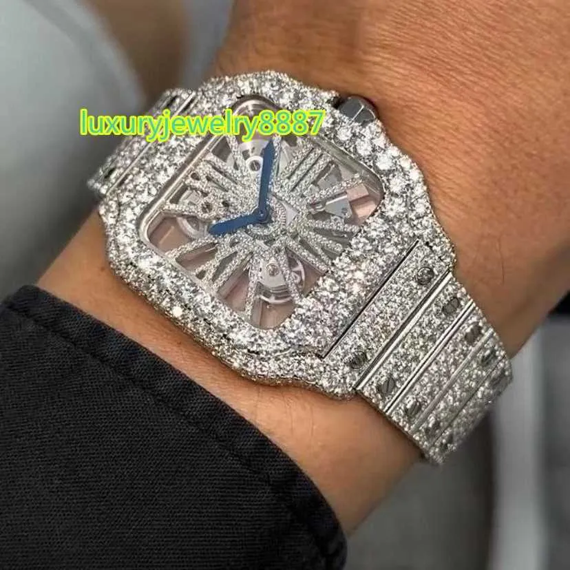Diamond Tester VVS Moissanite hoogwaardige Aanpassen Iced Out VVS Moissanite Diamond Hip-Hop Elektriciteit Horloge Skeleton Horloge