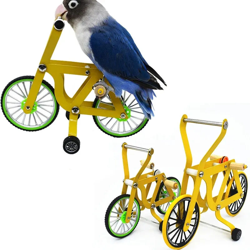 장난감 앵무새 조류 자전거 장난감 장난감 금속 새 정보 훈련 장난감 재미있는 미니 자전거 장난감 새 훈련 놀이 용품