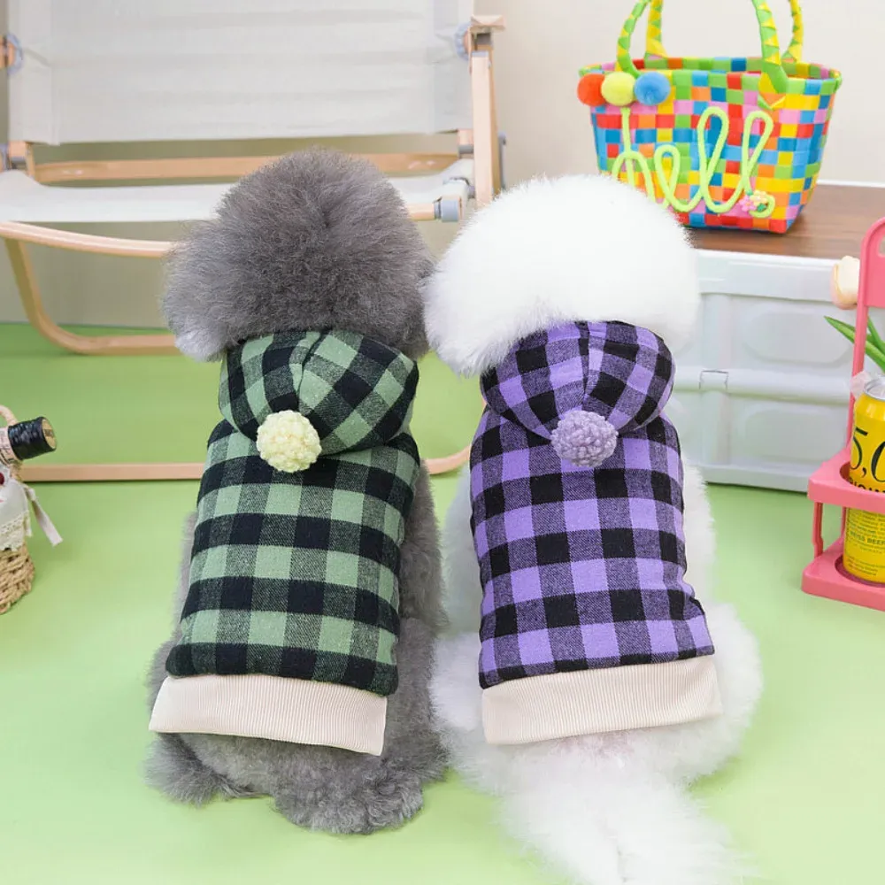 Vests Small Dog Vest Autumn Winter Fashion Plaid Hoodie Pet Cute Harness Puppy Warm Sweater Cat Cardigan Yorkshire Poodle Pomeranian