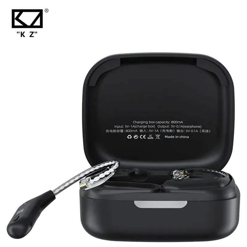 Headphones KZ AZ09 HD Bluetooth 5.2 Upgrade Cable HIFI Wireless Ear Hook Headset Cable With Charging Case KZ Z1 S2 S1 SA08 ZSX DQ6 ZS10 PRO