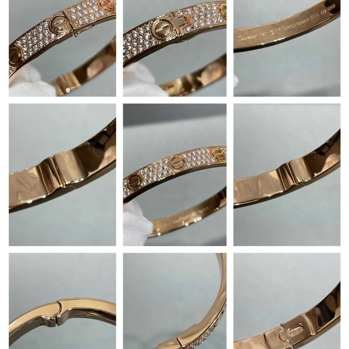 Designer de marca Carter Bracelet larga e estreita All Sky Star Electroplatou 18k Gold 2 linhas de diamante 3 com logotipo