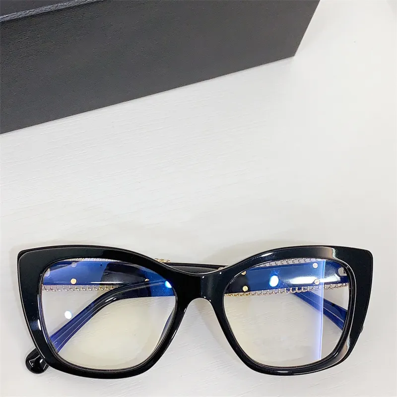 Occhiali da sole personalizzati 1.61 1.67 lenti da prescrizione anti -blu leggera lettura di occhiali da sole in cornice nera ch3460 donna designer designer cornice ottica acetato gatto occhio