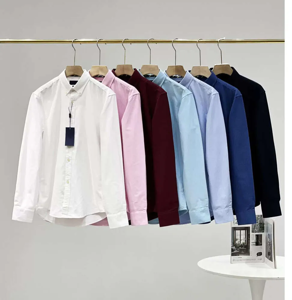 2024 Herren Casual Polo Langarm Frühling und Herbst Business Baumwolle Oxford bügelfrei Slim Paul formelles Hemd hohe Qualität 1132ess