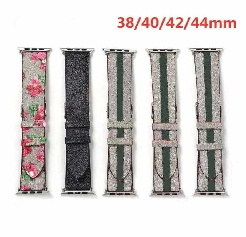 Designer G Designer Strap WatchBands 42mm 38mm 40mm 44mm IWATCH 2 3 4 5 Bands läderbi Snake Flower Armband Fashion Stripes B03 DesigneriB77Ib77